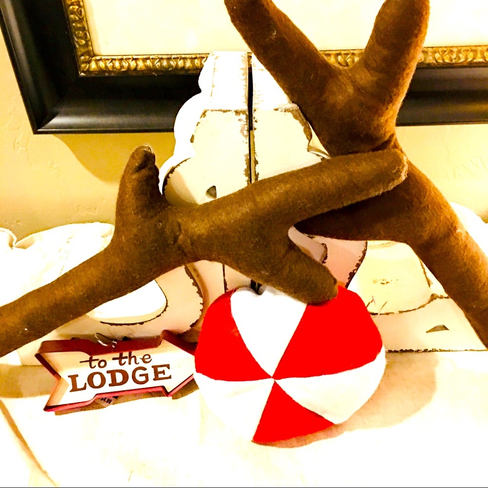 Christmas car reindeer antlers nose and lodge ornament — rustic holiday …